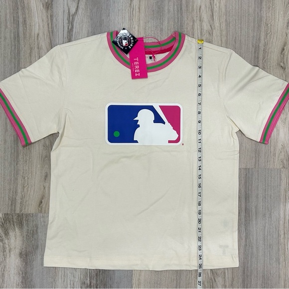 NWT Terez Genuine MLB Collab Short Sleeve Batterman Cotton T-shirt Top Size M - Picture 2 of 7